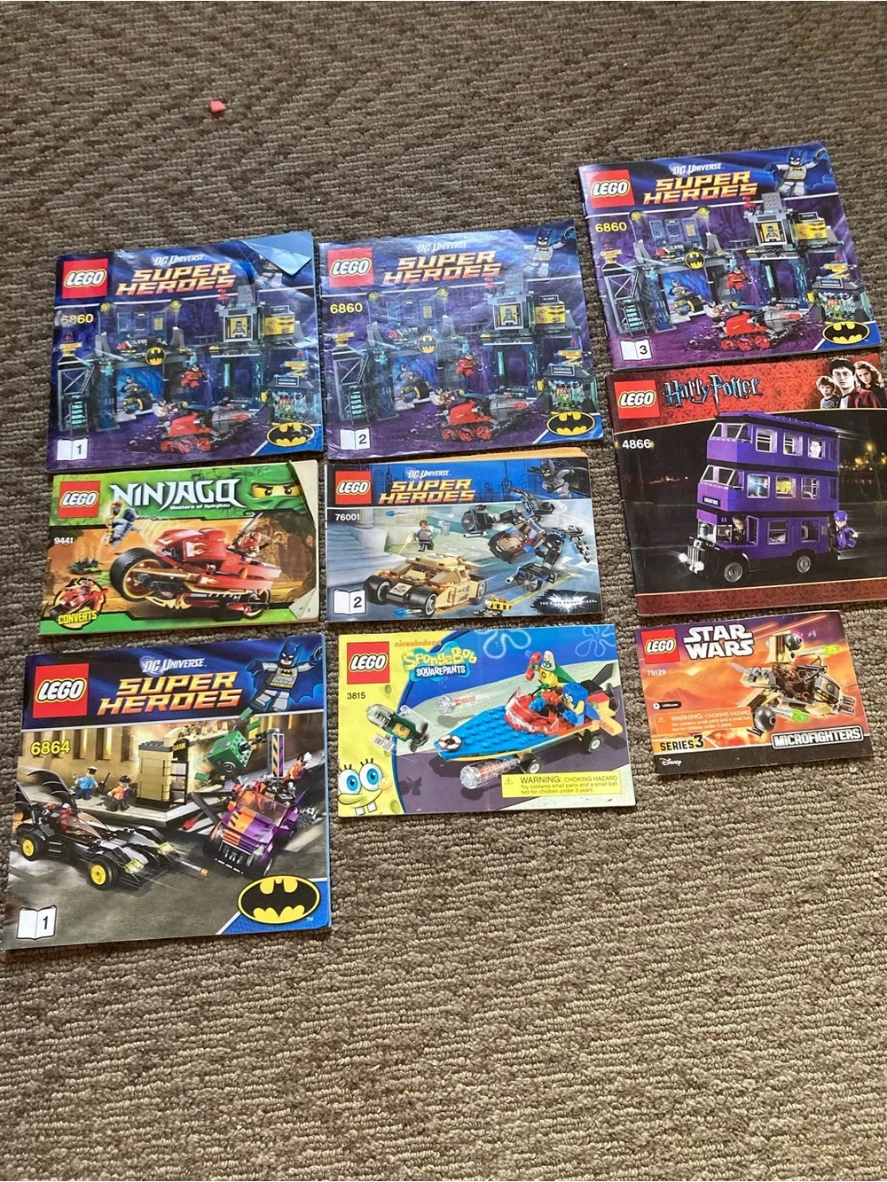 Lot of Lego Instruction Booklets 6860, 9441, 76001, 4866, 6864, 3815, 75129